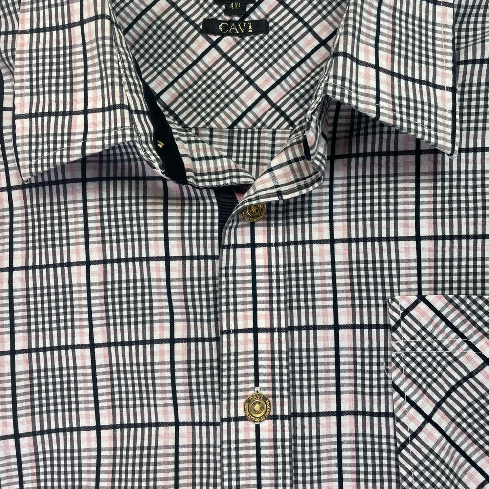Cavi Mens Sz 4XL Black/White/Pink Button Up Dress Shirt‎ (H17) NW/OTs - Picture 5 of 8